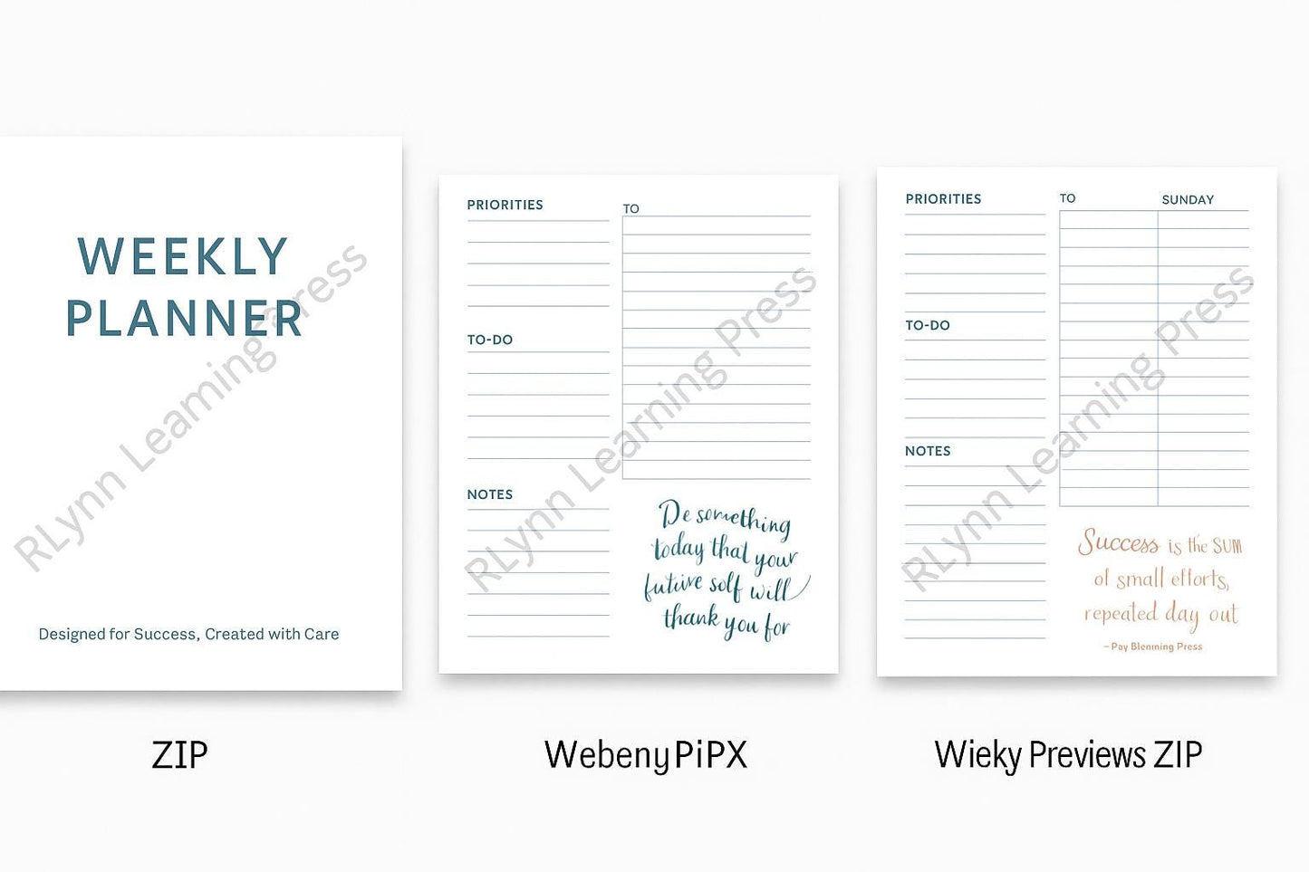 Weekly Planner | Printable & Fillable PDF | Undated Minimalist Layout | RLynn Learning Press