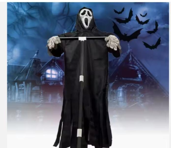 Life-Size Animated Hanging Ghost: Glowing Eyes Halloween Prop