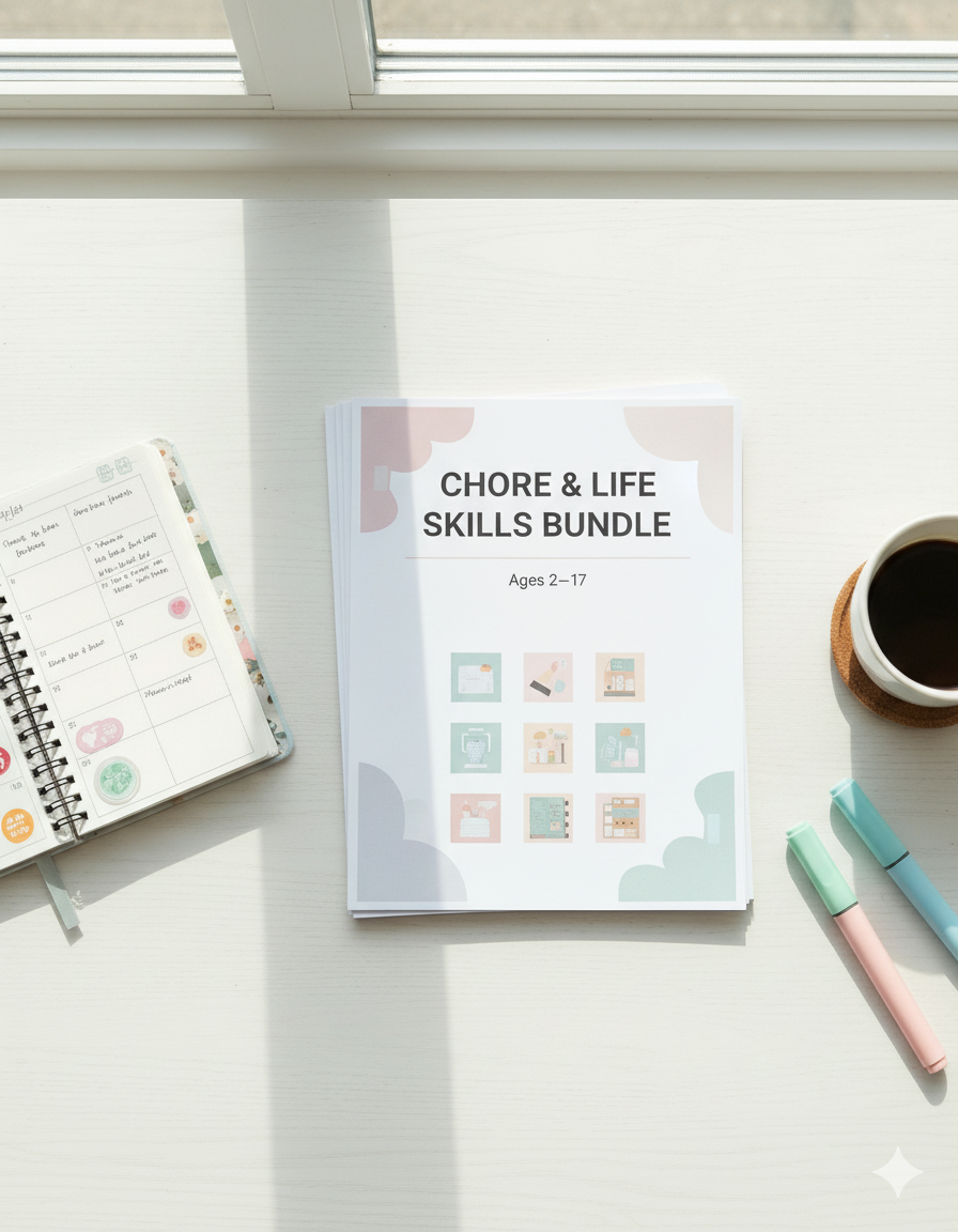 Chore & Life Skills Bundle (Ages 2–17) | Printable Charts for Kids & Teens | Responsibility, Time Management & Organization