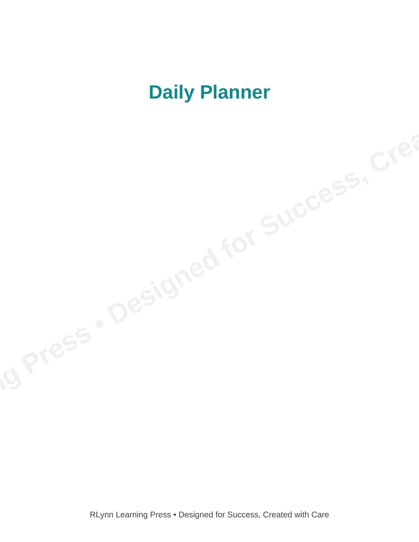 Daily Planner | Printable & Fillable PDF | Priorities • Schedule • Notes • Self-Care | RLynn Learning Press