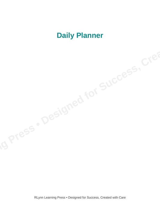 Daily Planner | Printable & Fillable PDF | Priorities • Schedule • Notes • Self-Care | RLynn Learning Press