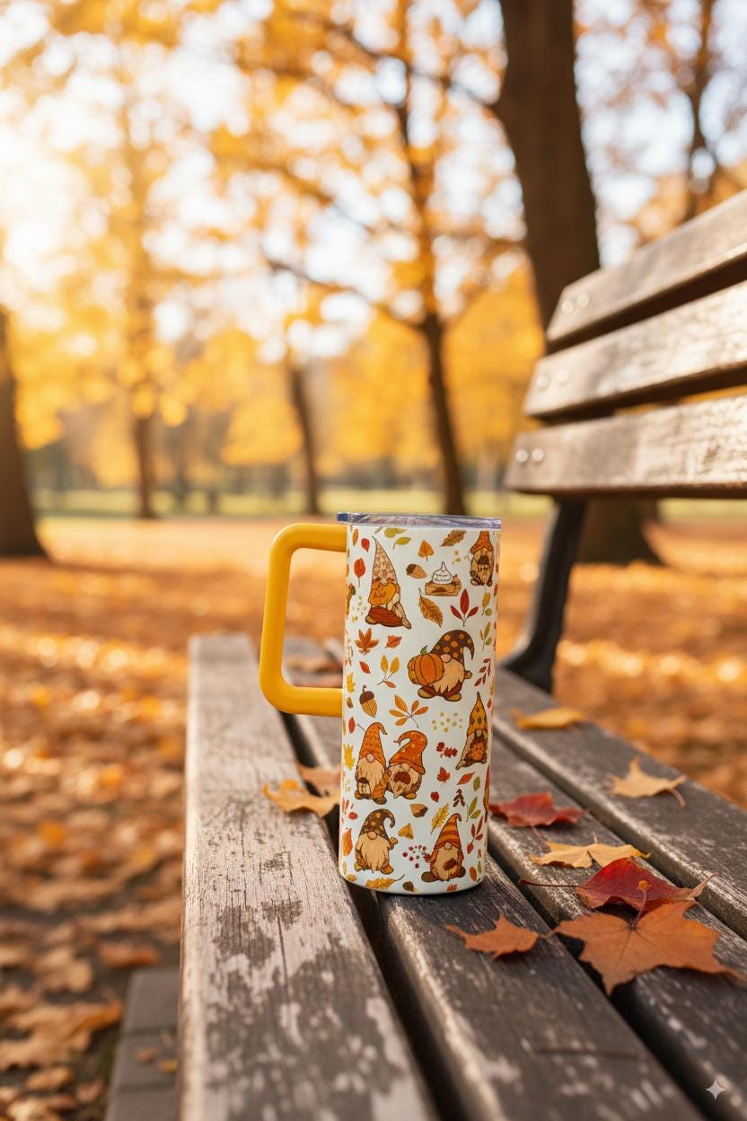 Fall Gnome Tumbler: 40oz Insulated Stainless Steel Travel Mug