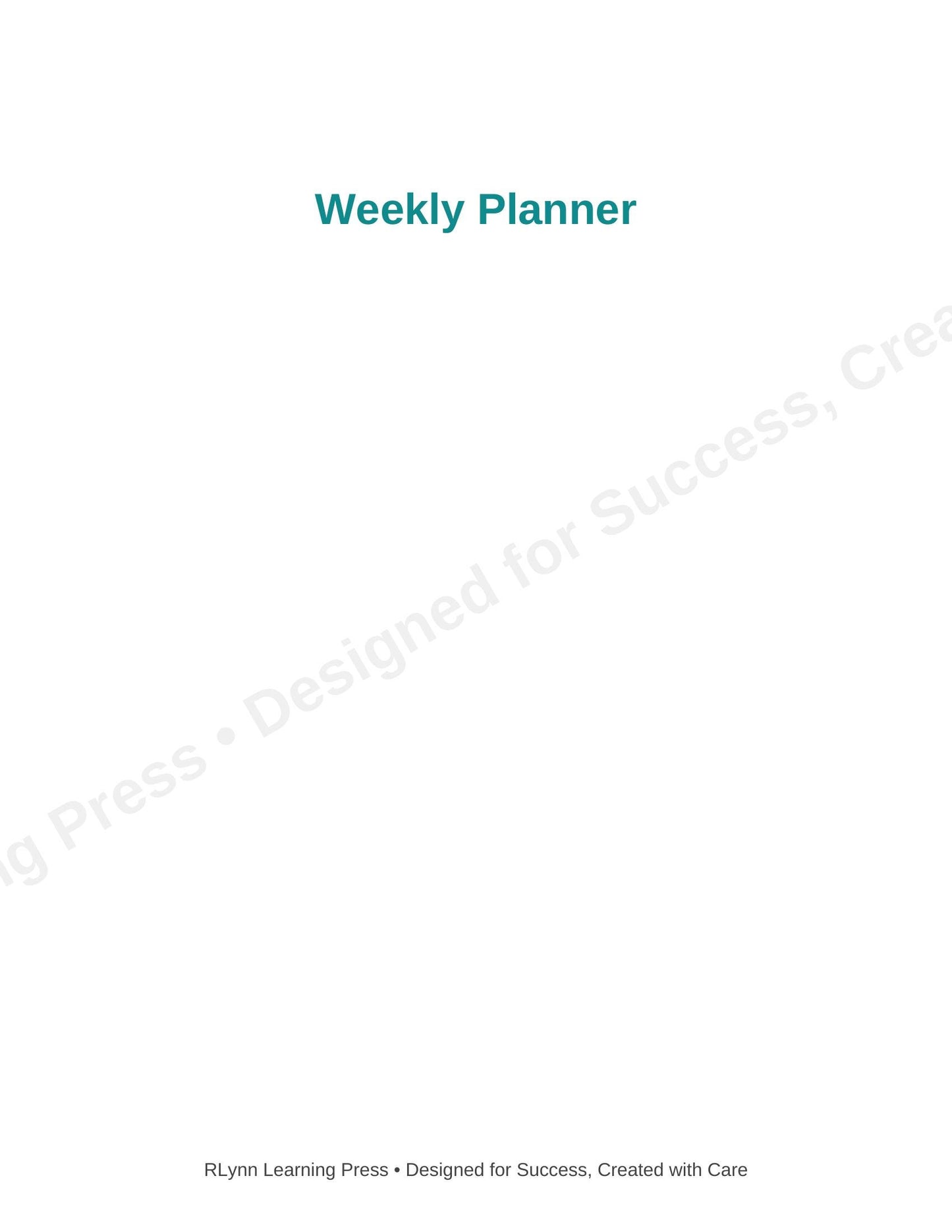 Weekly Planner | Printable & Fillable PDF | Undated Minimalist Layout | RLynn Learning Press