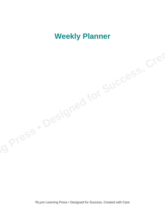 Weekly Planner | Printable & Fillable PDF | Undated Minimalist Layout | RLynn Learning Press