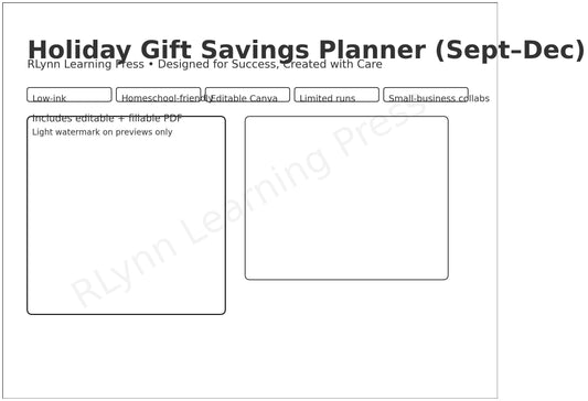 Holiday Gift Savings Planner (Sept–Dec) —