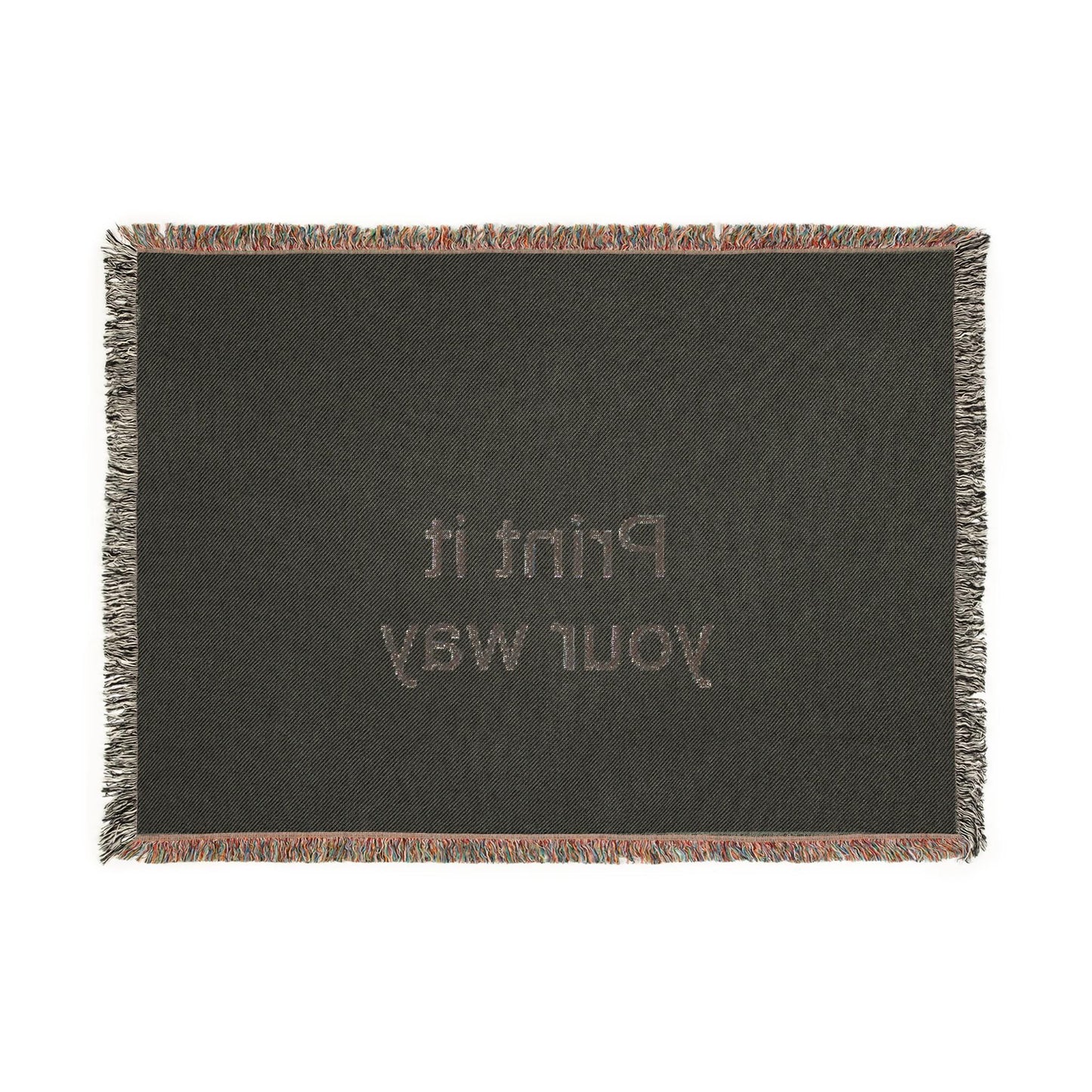 Woven Cotton Throw Blanket: Colorful Fringe, Photo or Art