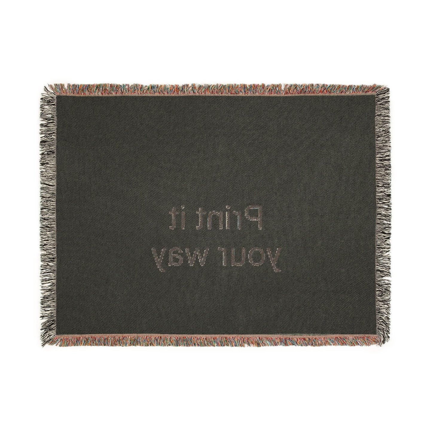 Woven Cotton Throw Blanket: Colorful Fringe, Photo or Art