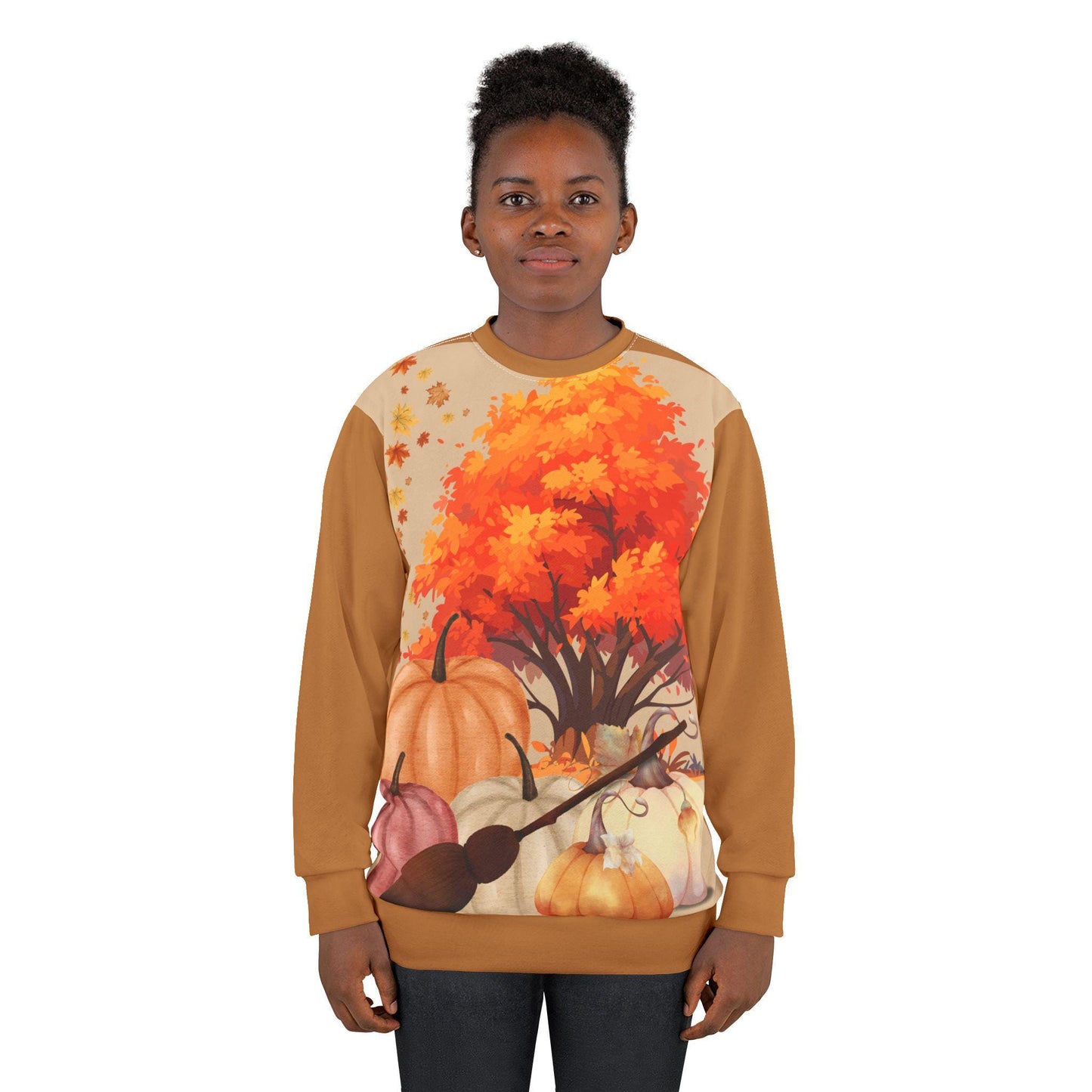 Fall Pumpkin Sweatshirt: Cozy Autumn Leaves Unisex Sweater