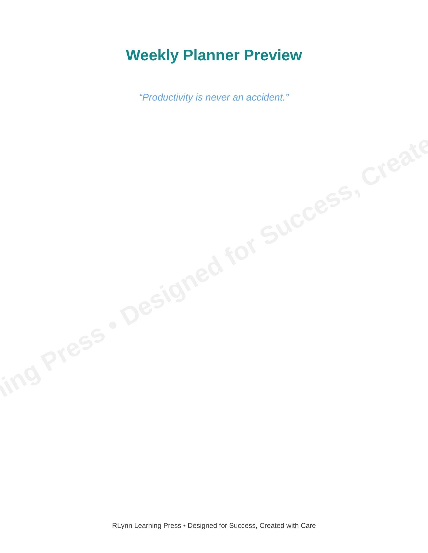 Weekly Planner | Printable & Fillable PDF | Undated Minimalist Layout | RLynn Learning Press