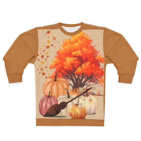 Fall Pumpkin Sweatshirt: Cozy Autumn Leaves Unisex Sweater