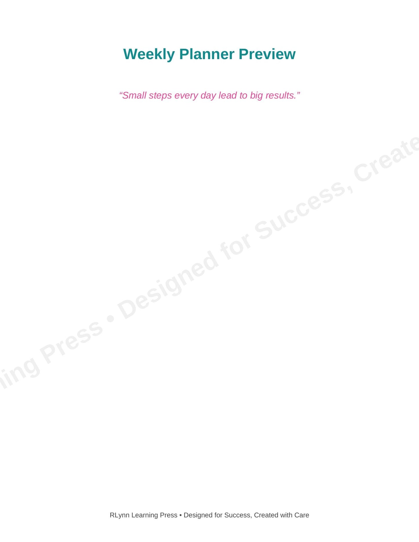 Weekly Planner | Printable & Fillable PDF | Undated Minimalist Layout | RLynn Learning Press