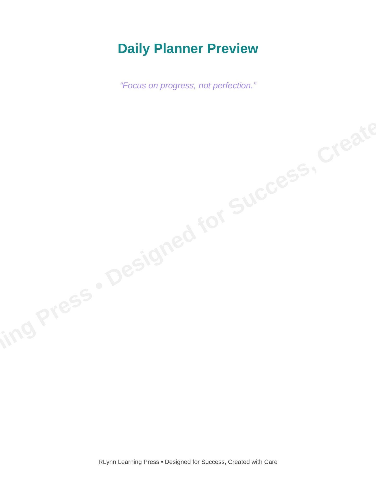 Daily Planner | Printable & Fillable PDF | Priorities • Schedule • Notes • Self-Care | RLynn Learning Press