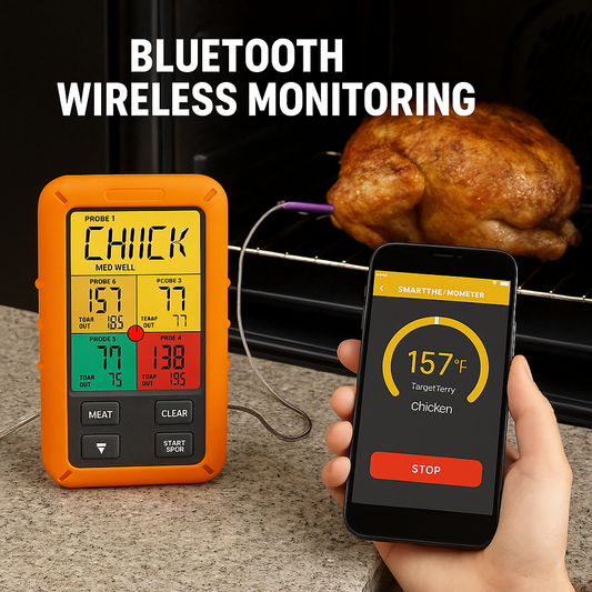 Smart Wireless Meat Thermometer with 4 Probes – Bluetooth BBQ Grill & Oven Cooking Thermometer for Smoker, Kitchen & Baking