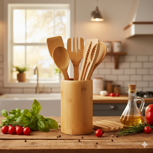 Reusable Bamboo Kitchen Utensils Set
