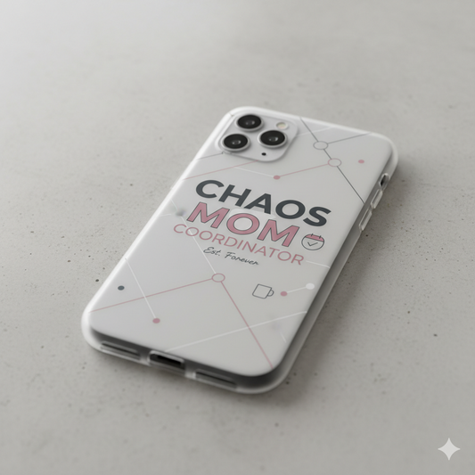 Minimalist Chaos Mom Phone Case | Modern Parenting Line Art iPhone Cover | Chic Mom Life Gift