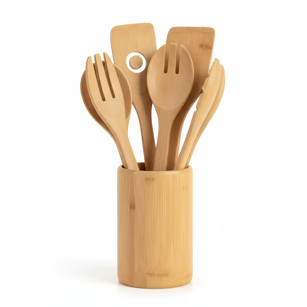 Reusable Bamboo Kitchen Utensils Set