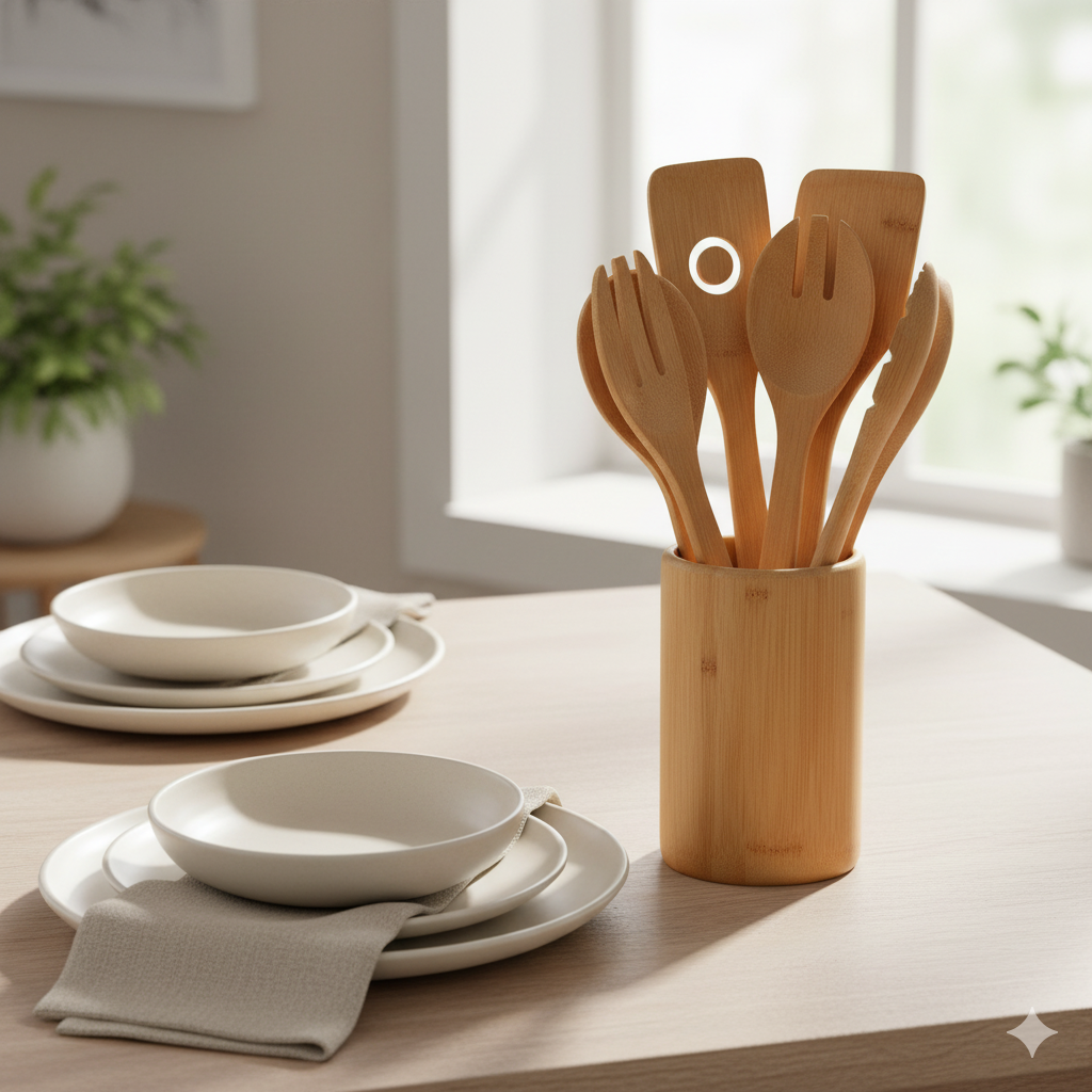 Reusable Bamboo Kitchen Utensils Set