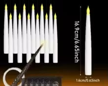 Floating LED Candles with Magic Wand - 20 Pack Flickering Flameless Taper Candles