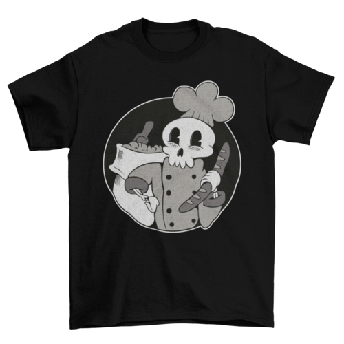 Skeleton baker retro cartoon t-shirt