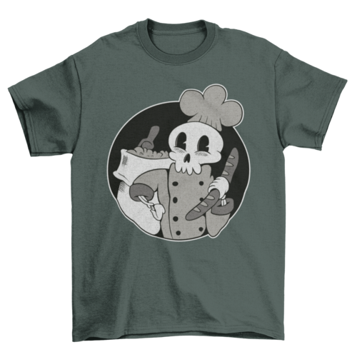 Skeleton baker retro cartoon t-shirt