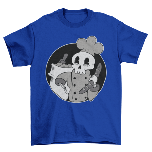 Skeleton baker retro cartoon t-shirt