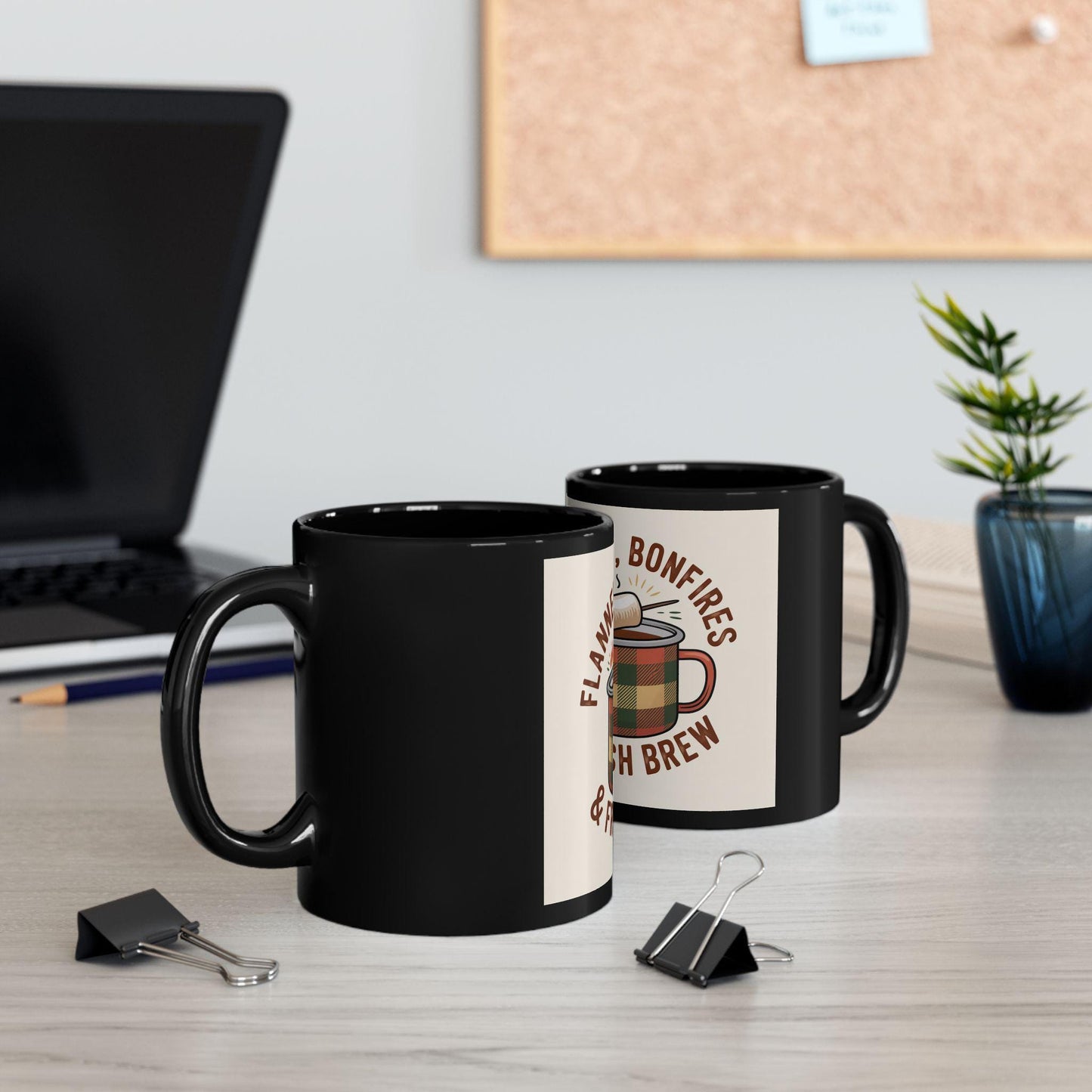 Cozy Fall Black Coffee Mug: Flannels, Bonfires & Fresh Brew
