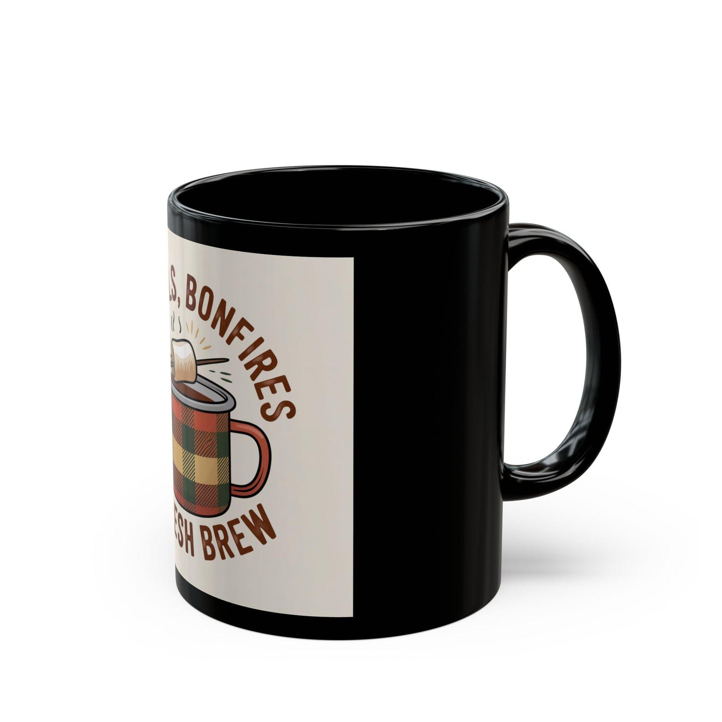 Cozy Fall Black Coffee Mug: Flannels, Bonfires & Fresh Brew