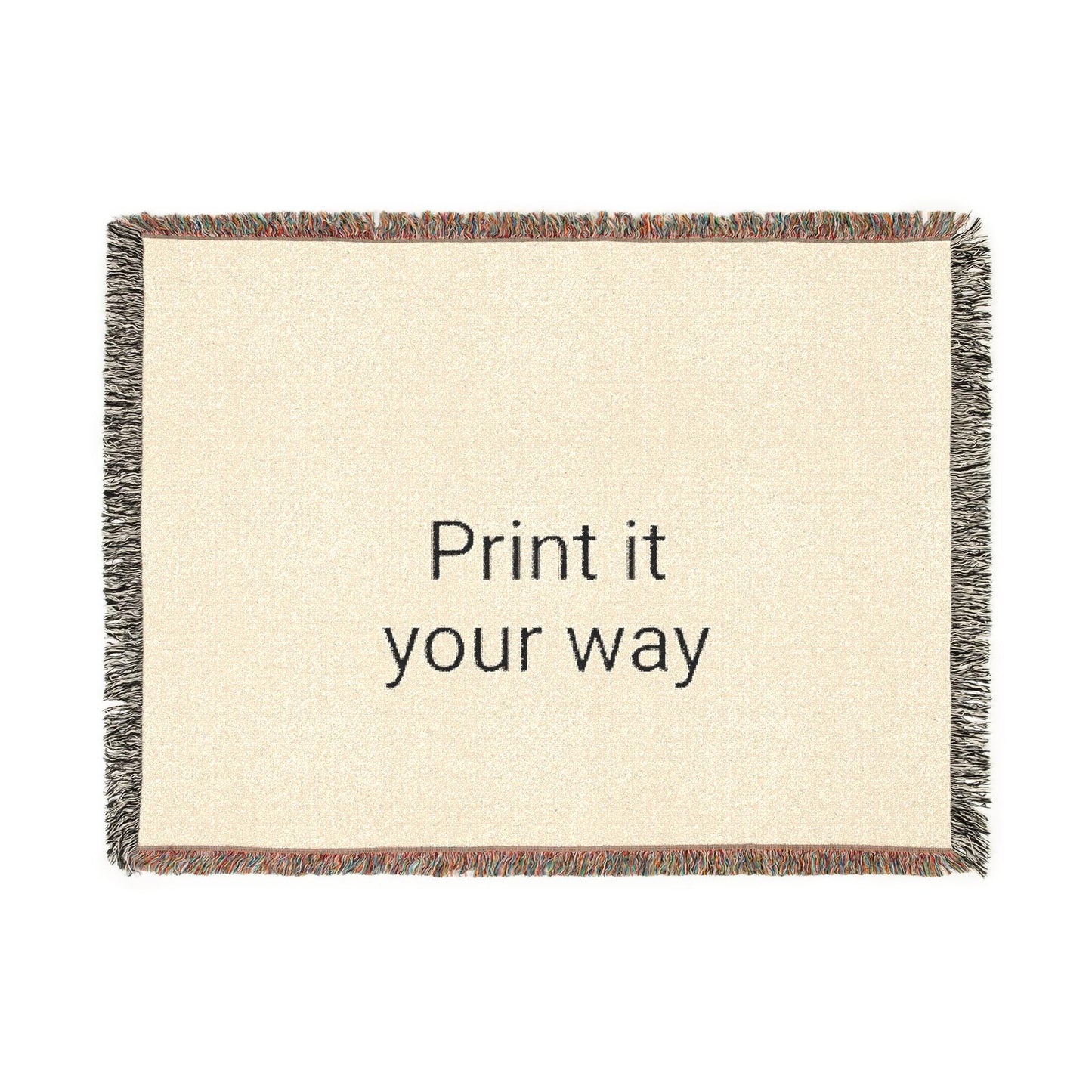 Woven Cotton Throw Blanket: Colorful Fringe, Photo or Art