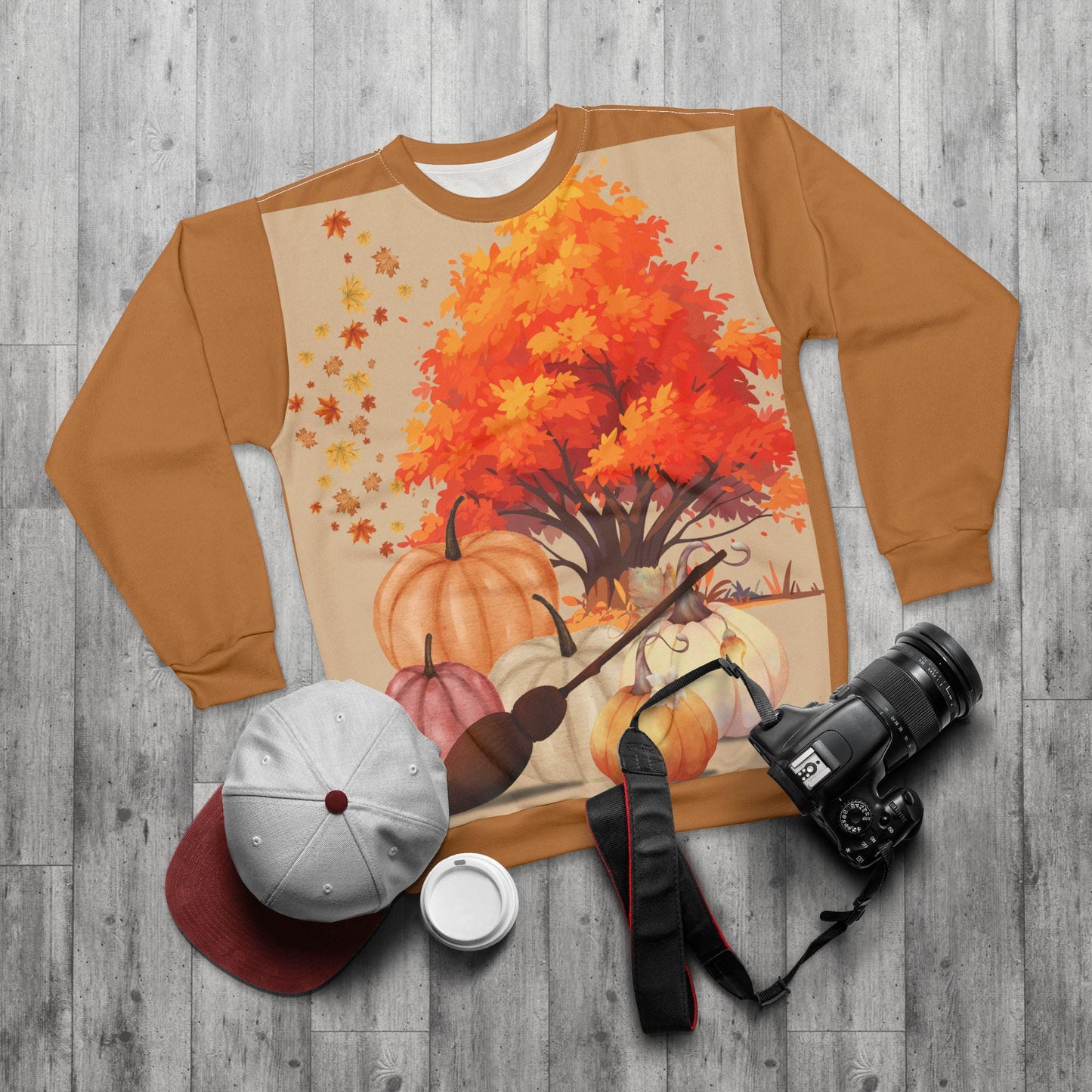 Fall Pumpkin Sweatshirt: Cozy Autumn Leaves Unisex Sweater