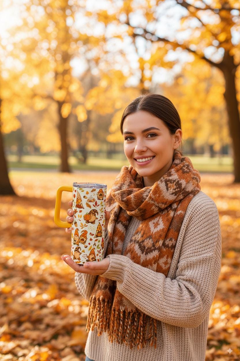Fall Gnome Tumbler: 40oz Insulated Stainless Steel Travel Mug