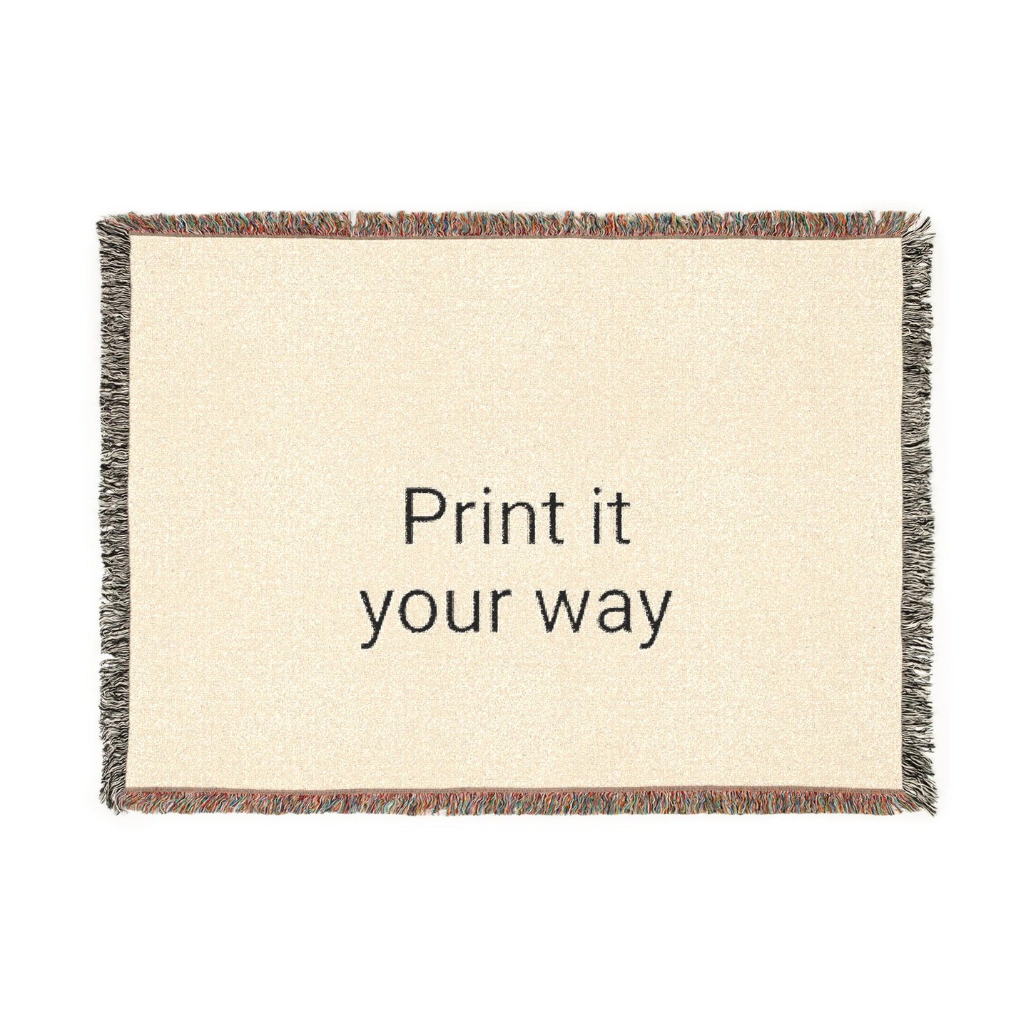 Woven Cotton Throw Blanket: Colorful Fringe, Photo or Art