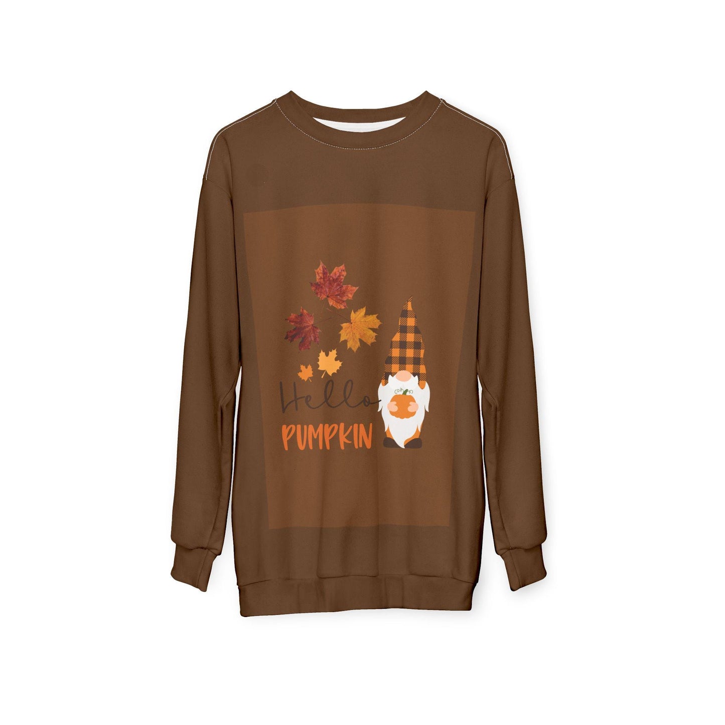 Autumn Gnome Sweatshirt: Pumpkin & Leaf Design - Cozy Fall Fashion