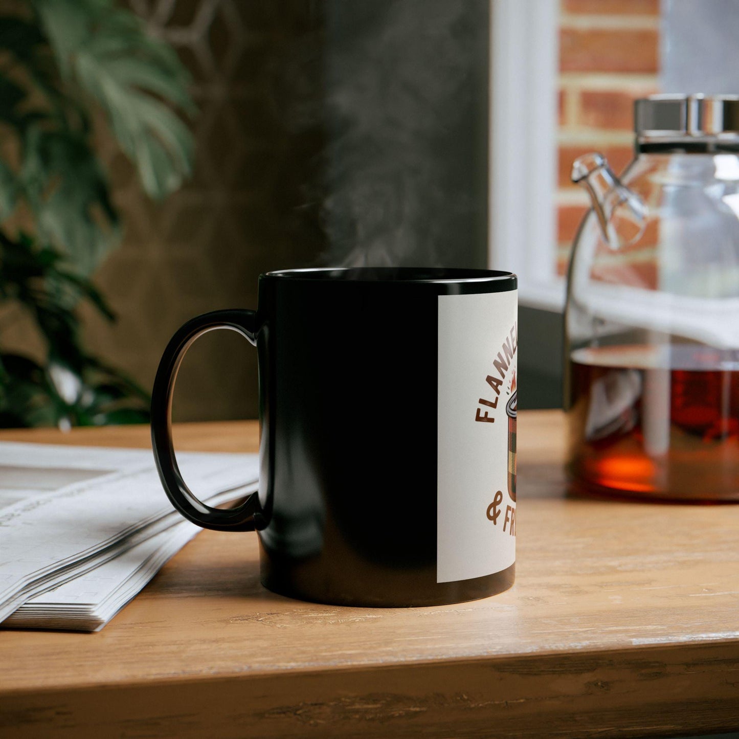 Cozy Fall Black Coffee Mug: Flannels, Bonfires & Fresh Brew