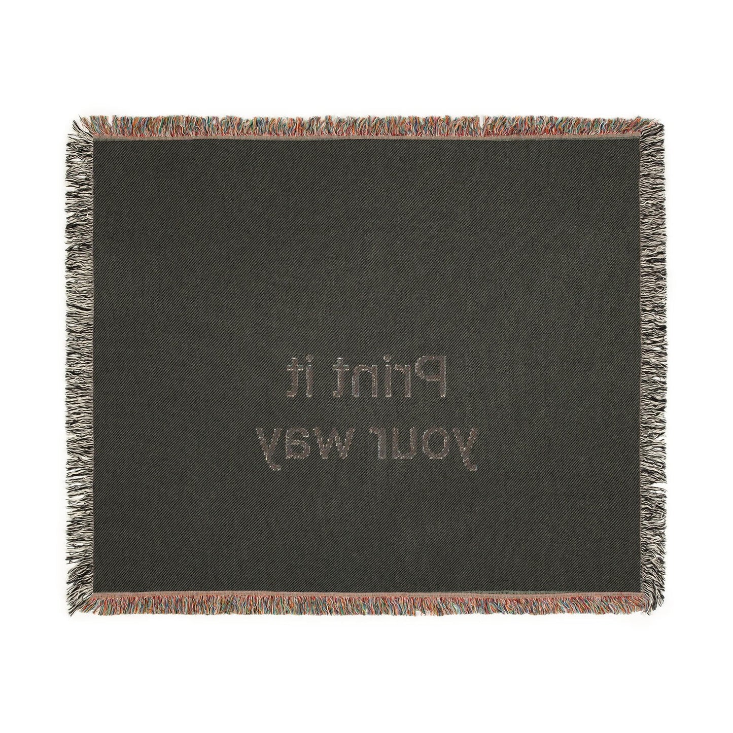 Woven Cotton Throw Blanket: Colorful Fringe, Photo or Art