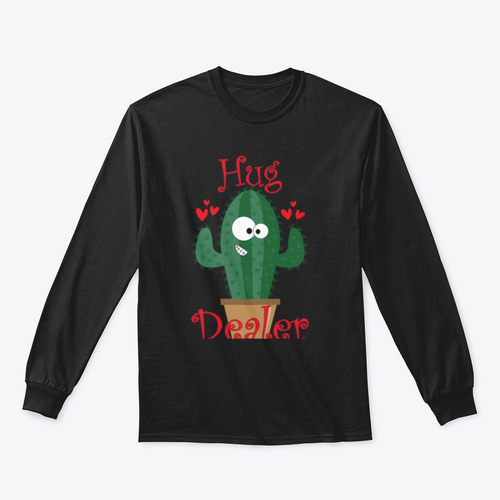 Hug Dealer Funny Smiley Cactus Design for Sweatshirt