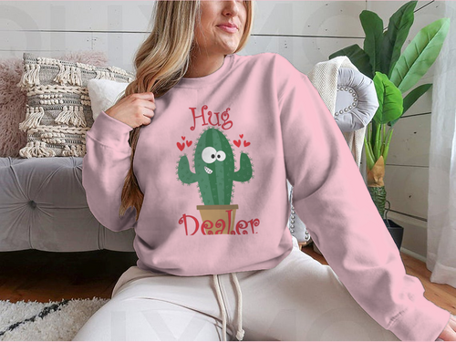 Hug Dealer Funny Smiley Cactus Design for Sweatshirt