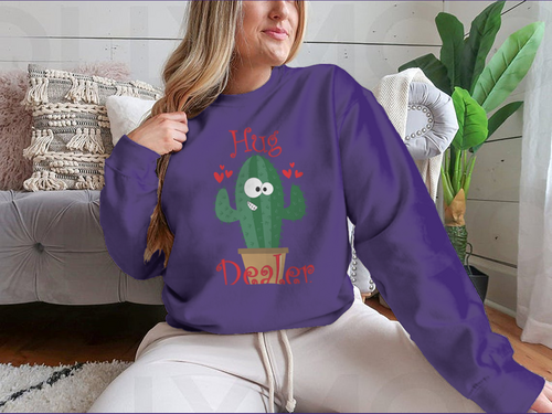 Hug Dealer Funny Smiley Cactus Design for Sweatshirt