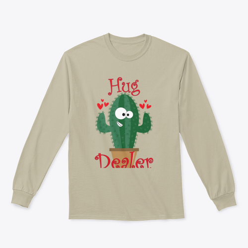 Hug Dealer Funny Smiley Cactus Design for Sweatshirt