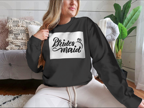 Bridesmaid With Wedding Ring Hand Lettering Design for Sweatshirt