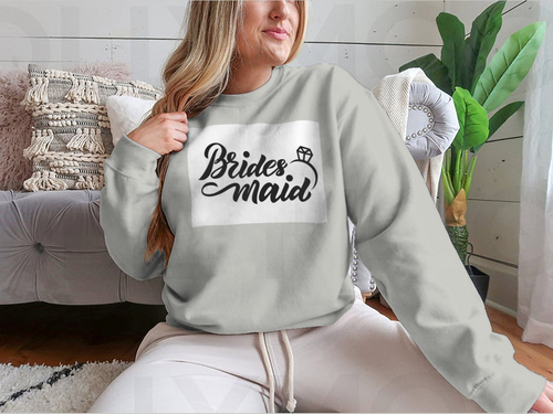 Bridesmaid With Wedding Ring Hand Lettering Design for Sweatshirt
