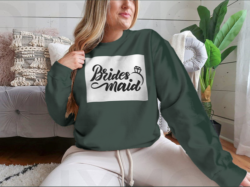 Bridesmaid With Wedding Ring Hand Lettering Design for Sweatshirt