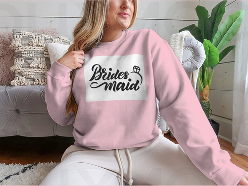 Bridesmaid With Wedding Ring Hand Lettering Design for Sweatshirt