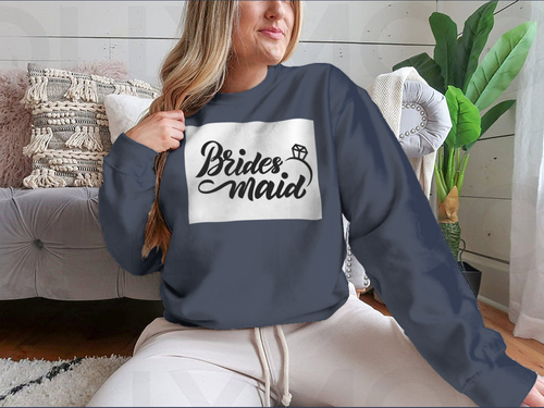 Bridesmaid With Wedding Ring Hand Lettering Design for Sweatshirt
