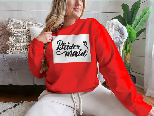 Bridesmaid With Wedding Ring Hand Lettering Design for Sweatshirt