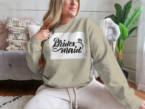 Bridesmaid With Wedding Ring Hand Lettering Design for Sweatshirt
