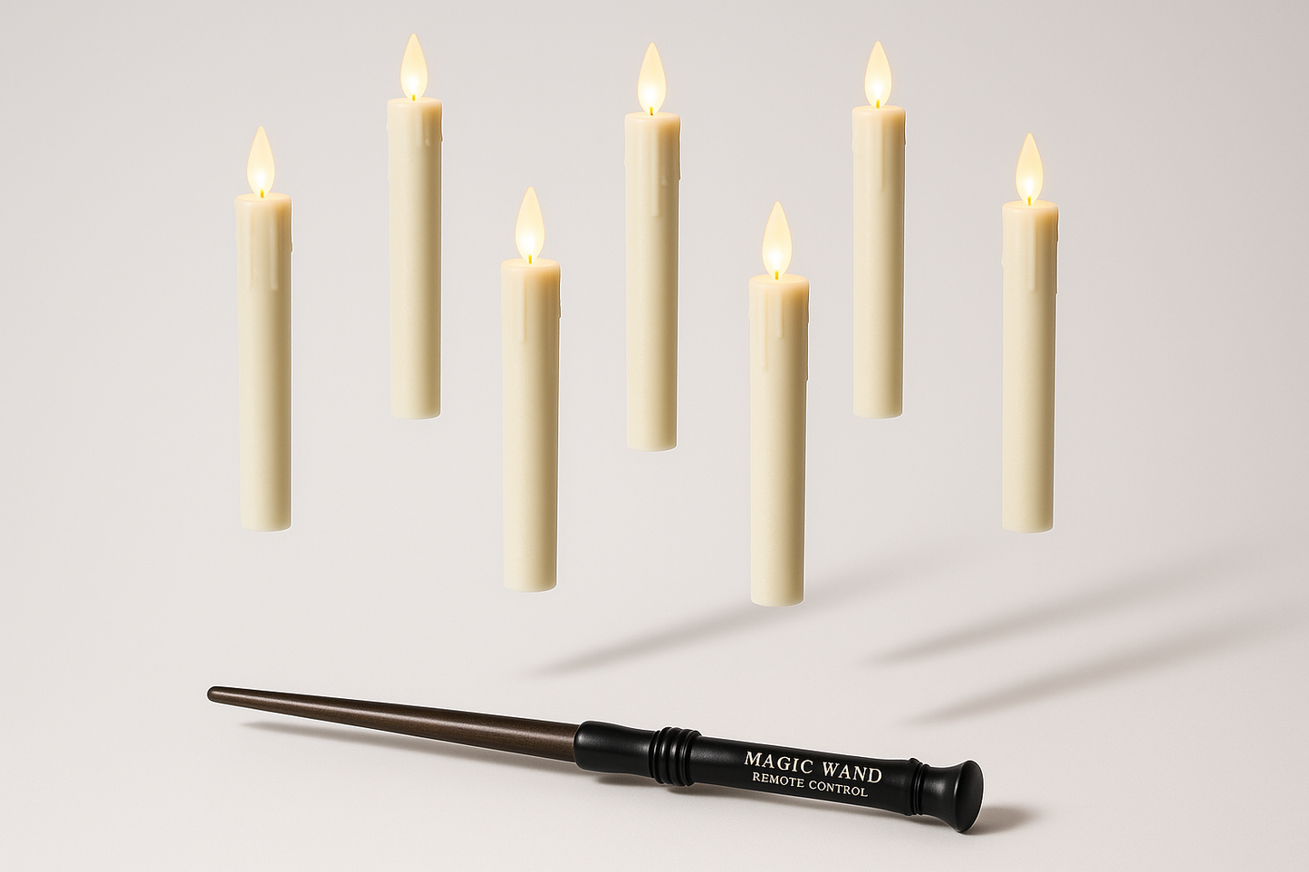 Magic wand and candles arrangement