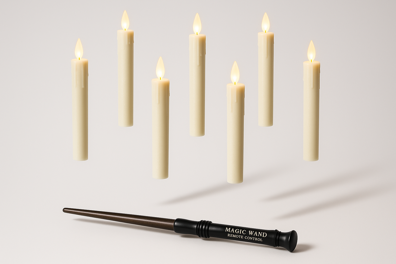 Magic wand and candles arrangement